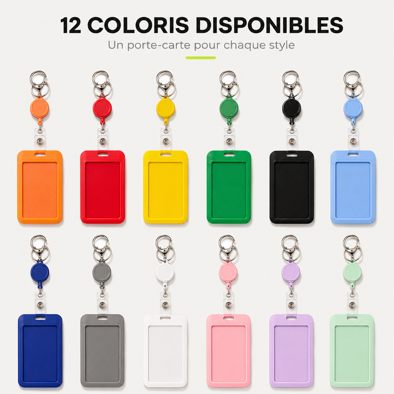 Porte-carte étudiant ZAC avec enrouleur rétractable et mousqueton