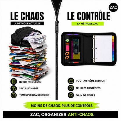 Organizer zippé ZAC – Le classeur anti-chaos scolaire tout-en-un