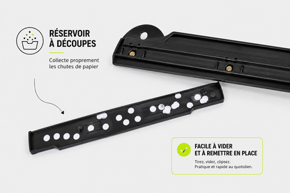 Perforatrice nomade pour classeur 3 trous - 2 en 1 perforeuse / règle