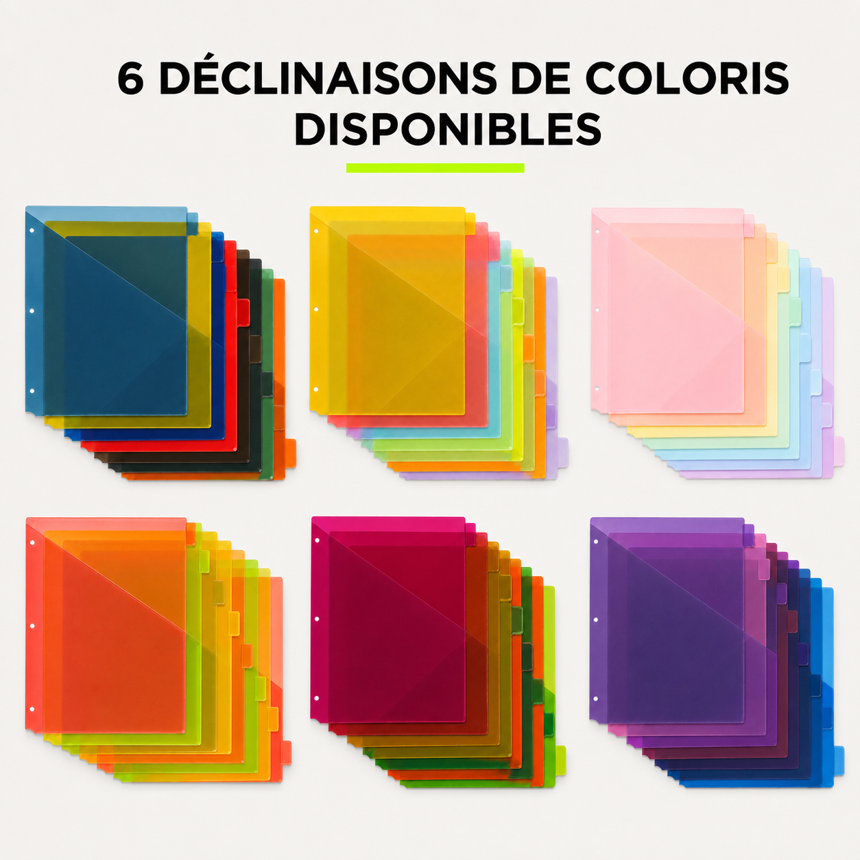 Maxi intercalaires A4 à pochettes ZAC – Lot de 8