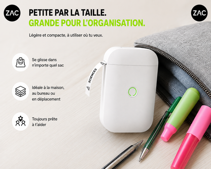Imprimante d’étiquettes thermique portable ZAC – Bluetooth et sans encre