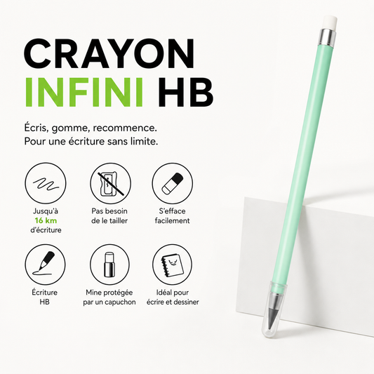 Crayon infini HB ZAC avec gomme – Jusqu’à 16 km d’écriture
