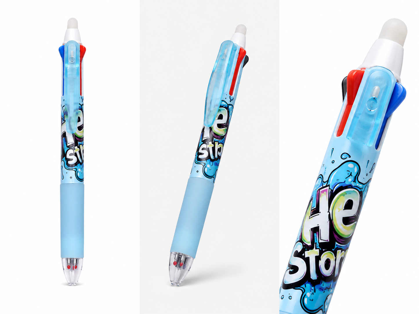 Stylo gel effaçable 3 couleurs ZAC – Street Art – Bleu, noir et rouge
