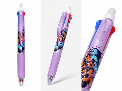 Stylo gel effaçable 3 couleurs ZAC – Street Art – Bleu, noir et rouge