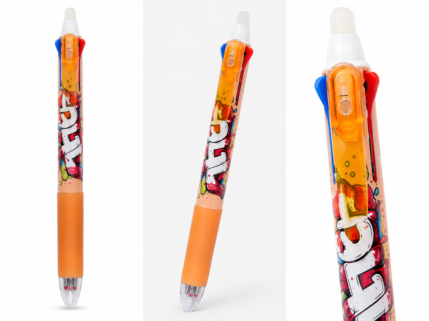 Stylo gel effaçable 3 couleurs ZAC – Street Art – Bleu, noir et rouge
