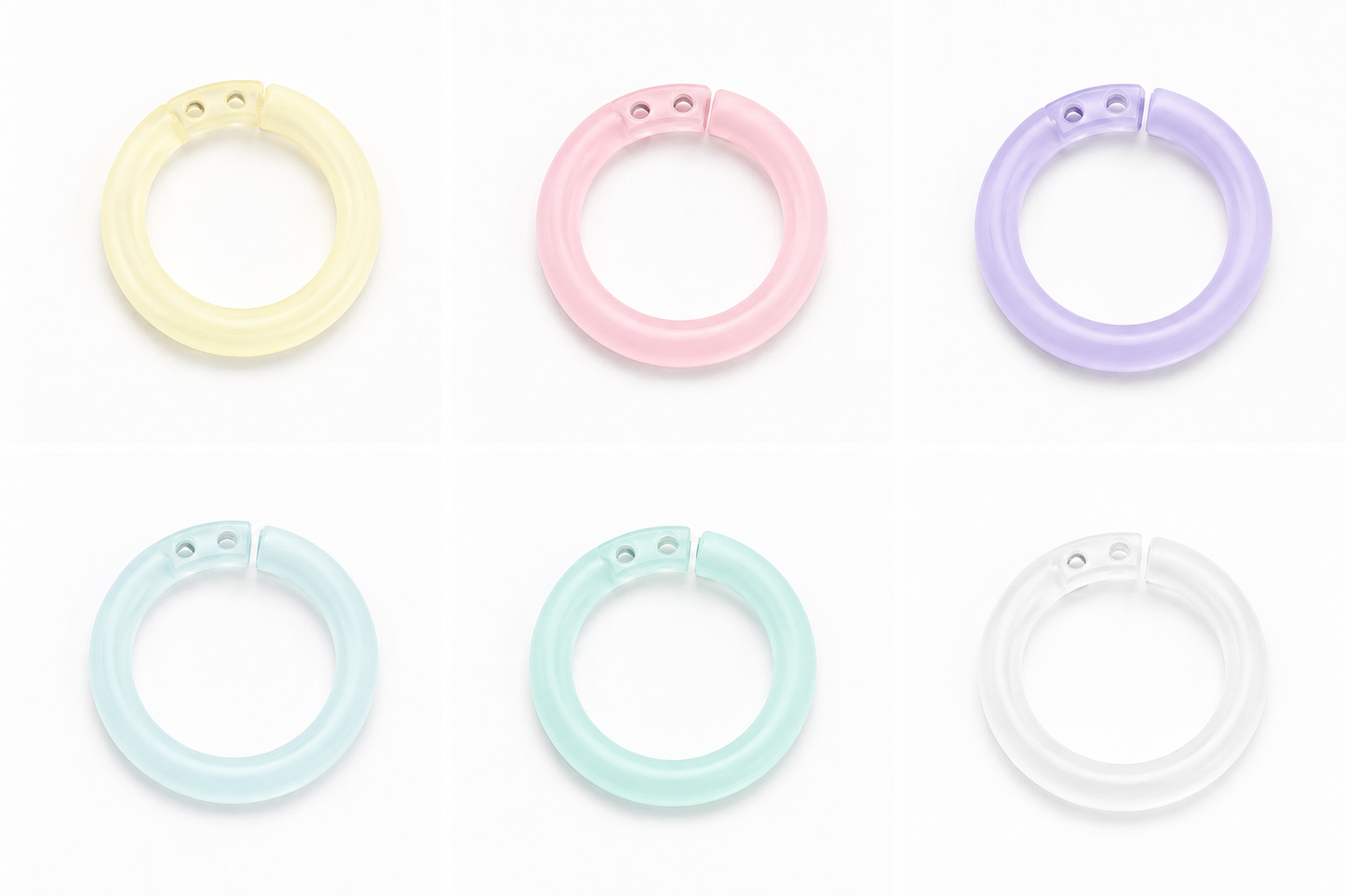 Lot de 20 anneaux de reliure ouvrables ZAC – 6 couleurs pastel