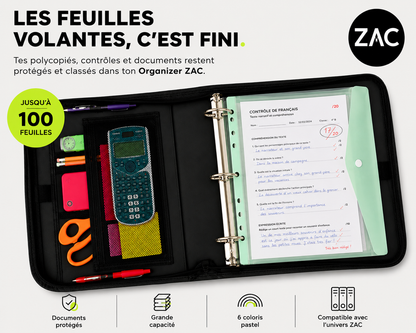 Pochette de classement A4 ZAC – Fermeture pression ou velcro