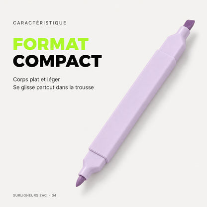 Lot de 12 surligneurs pastel double pointe ZAC