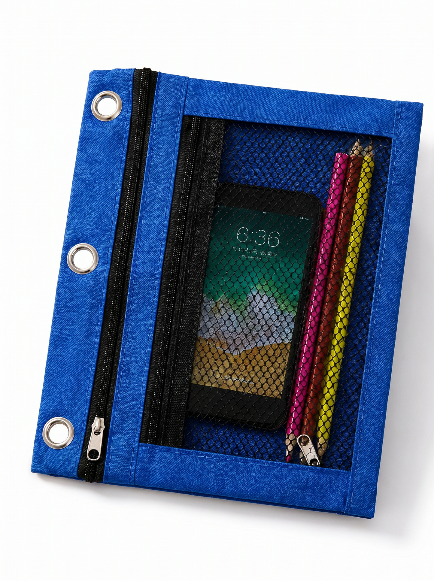 Trousse 3 anneaux ZAC – Double compartiment pour classeur zippé
