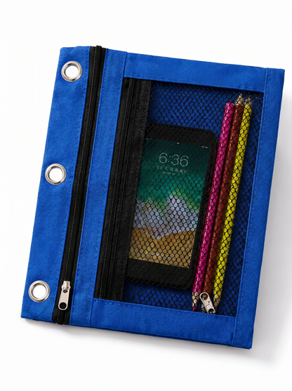 Trousse 3 anneaux ZAC – Double compartiment pour classeur zippé