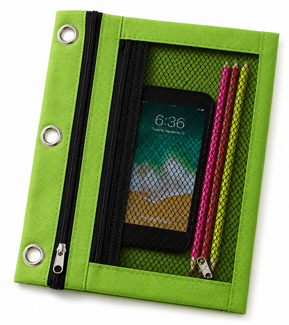 Trousse 3 anneaux ZAC – Double compartiment pour classeur zippé