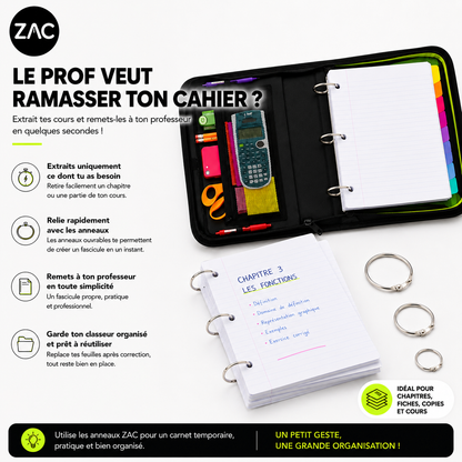 Lot de 10 anneaux métalliques ouvrables ZAC – Reliure et archivage