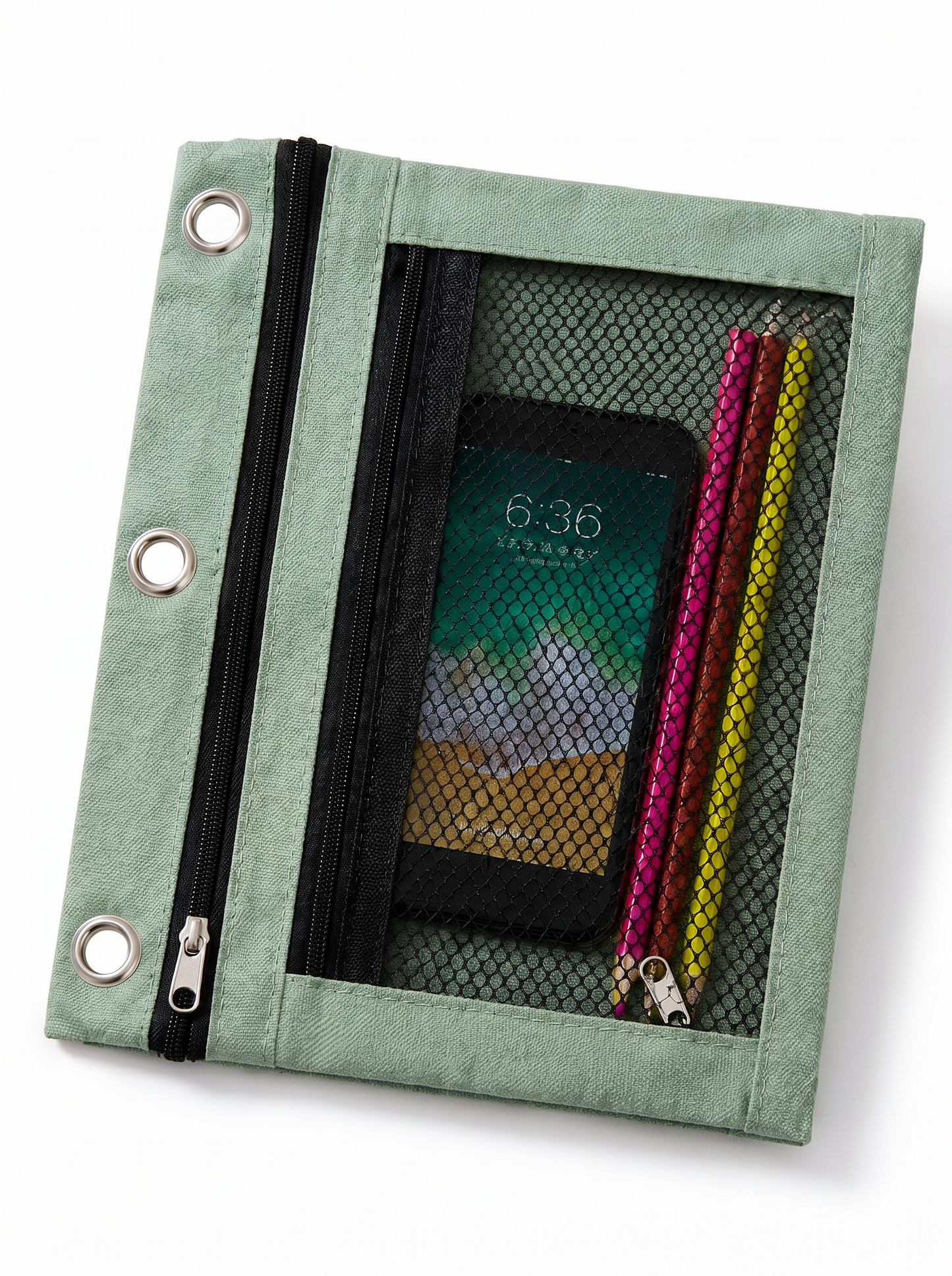 Trousse 3 anneaux ZAC – Double compartiment pour classeur zippé