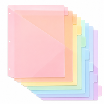 Maxi intercalaires A4 à pochettes ZAC – Lot de 8 Couleur Macaron