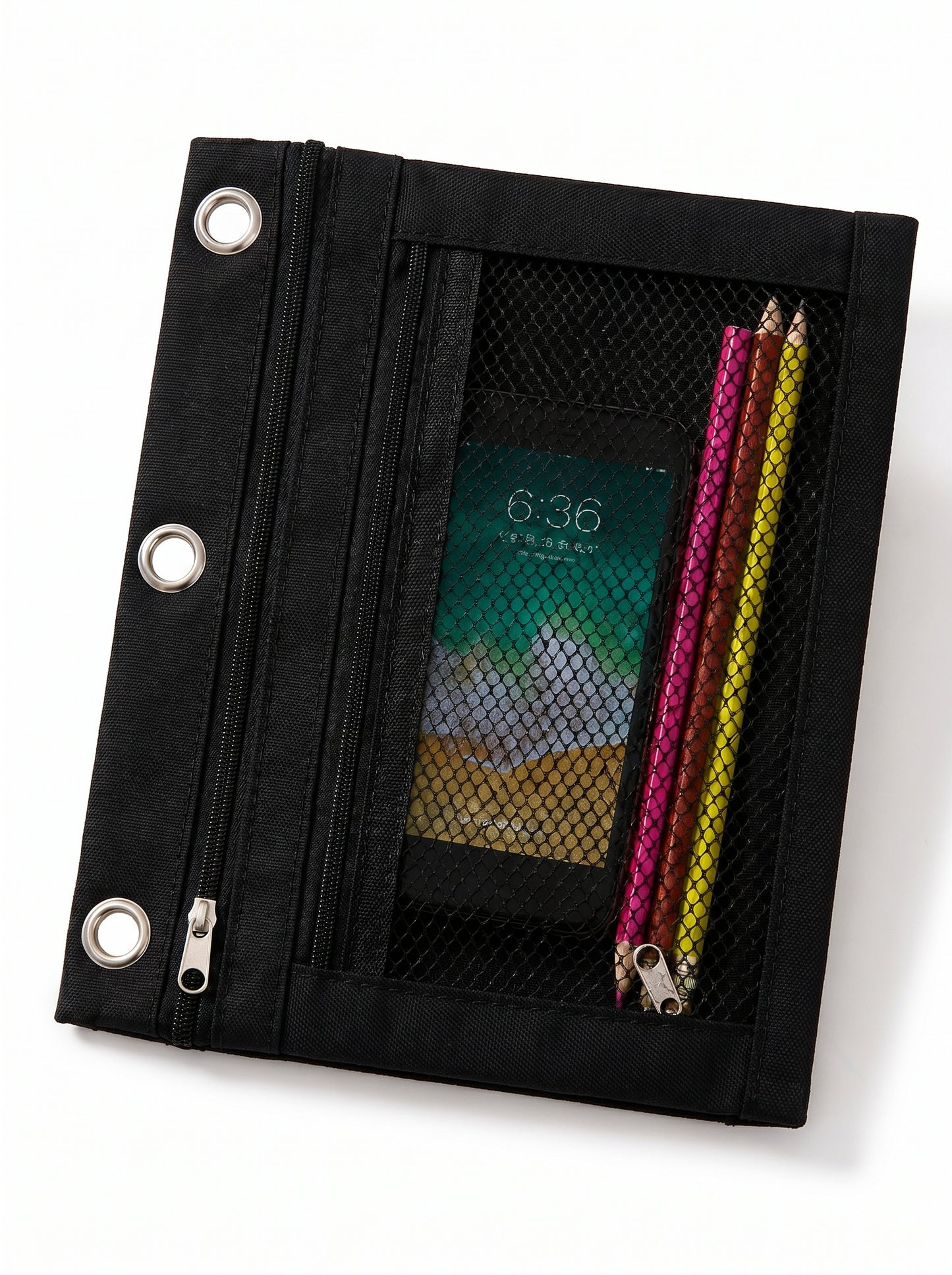 Trousse 3 anneaux ZAC – Double compartiment pour classeur zippé