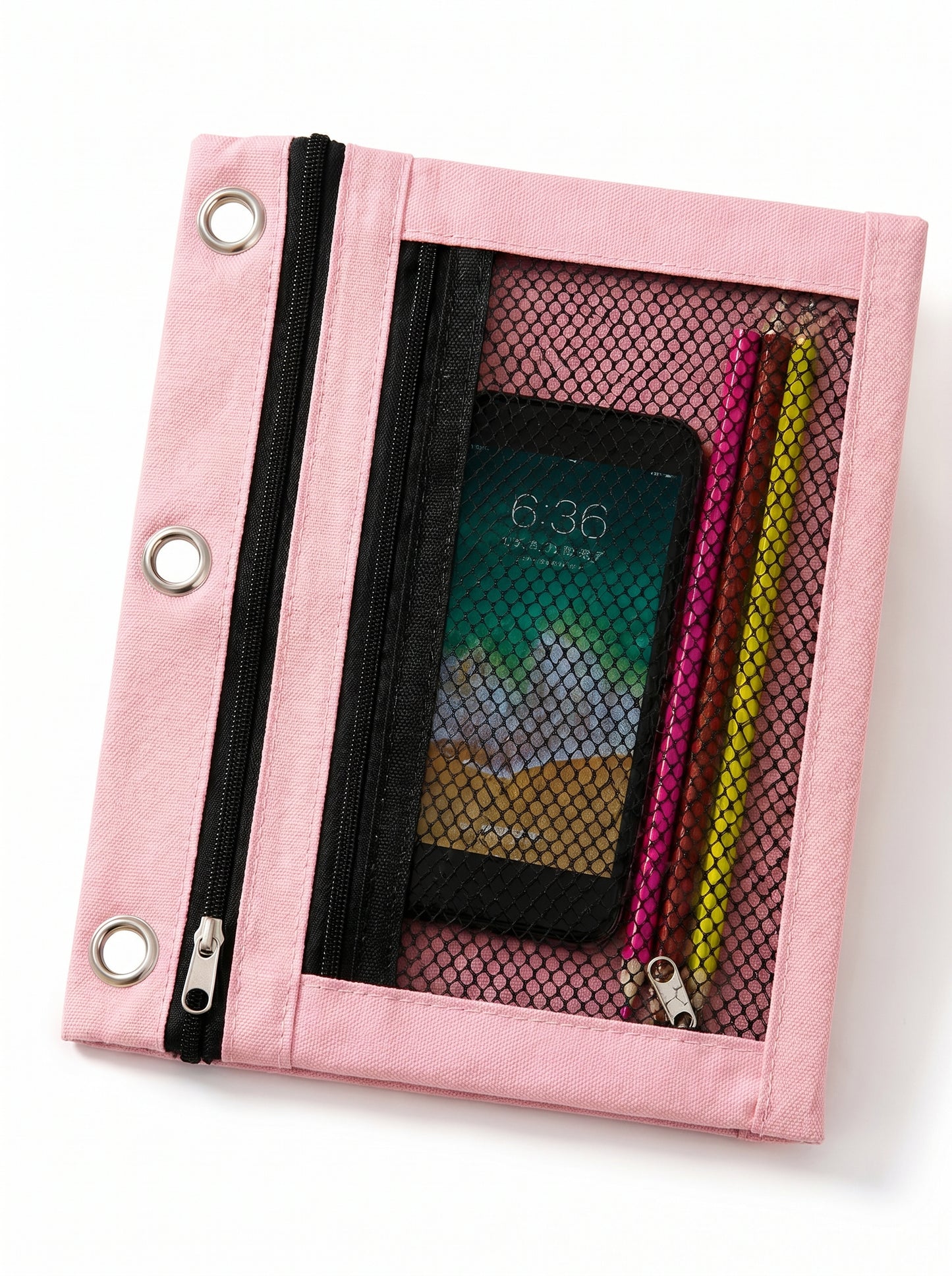 Trousse 3 anneaux ZAC – Double compartiment pour classeur zippé