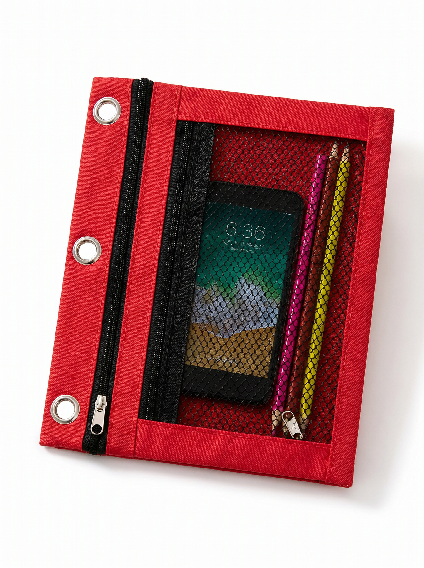 Trousse 3 anneaux ZAC – Double compartiment pour classeur zippé