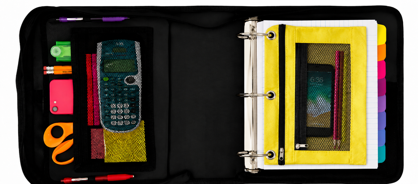 Trousse 3 anneaux ZAC – Double compartiment pour classeur zippé