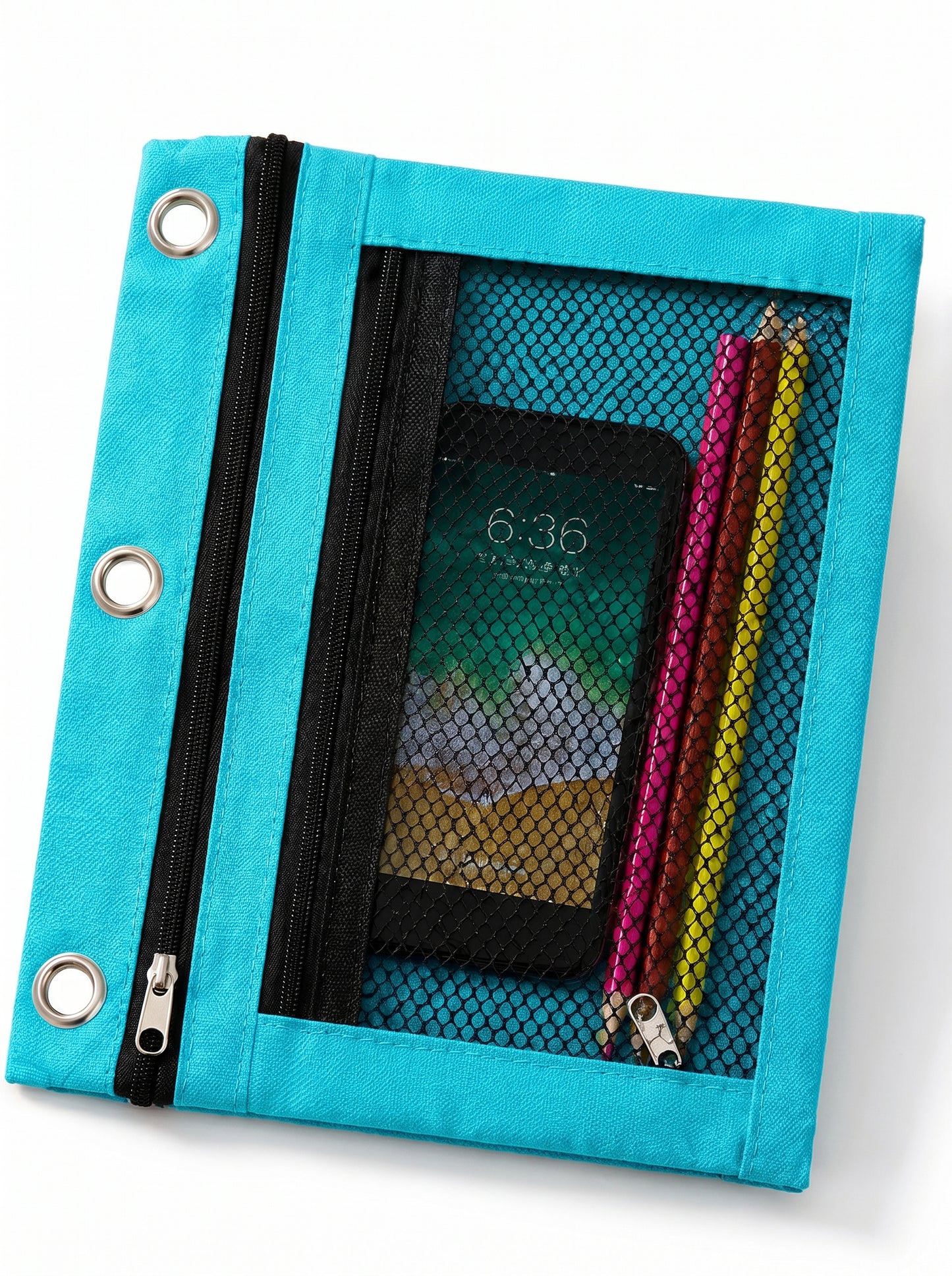 Trousse 3 anneaux ZAC – Double compartiment pour classeur zippé